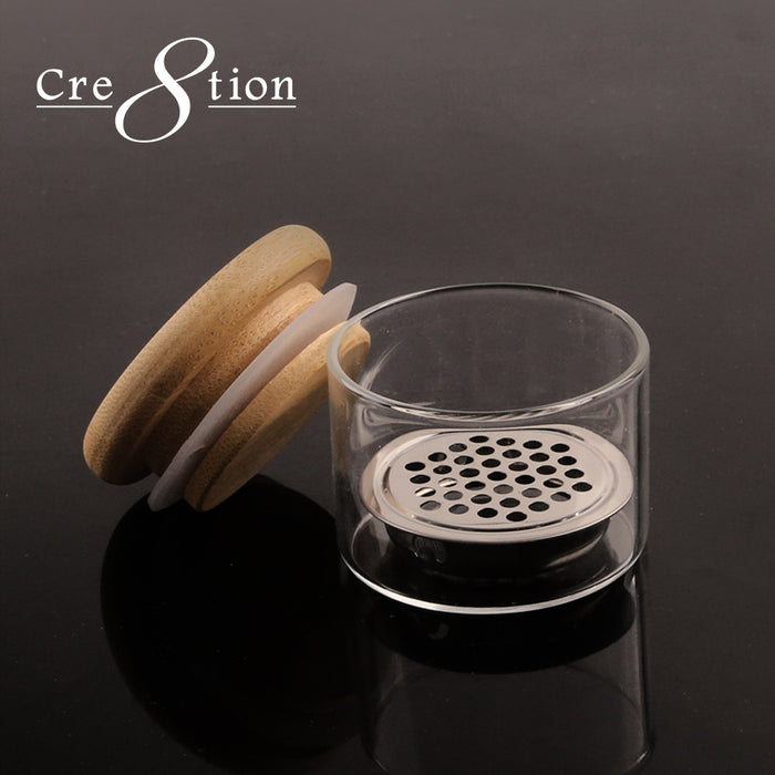 Cre8tion Brush Cleaner Jar With Bamboo Cap