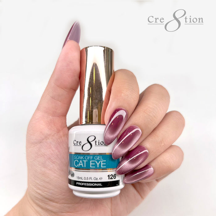 Cre8tion Cat Eye Gel 0.5oz - 36 Colors Board 4 (#109 - #126) Mystical Collection (#01-#12) & Saphire Cat Eye (#SC01-#SC06) w/ 1 Round Shape Magnet, 1 Magnet Duo & 1 Color Chart