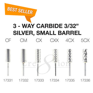 Cre8tion 3-Way Carbide Silver, Small Barrel 3/32"