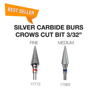 Cre8tion Silver Carbide Burs For Nails - Crows Cut Bit 3/32"