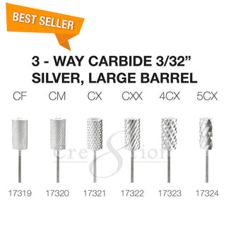 Cre8tion 3-Way Carbide Silver, Large Barrel 3/32"