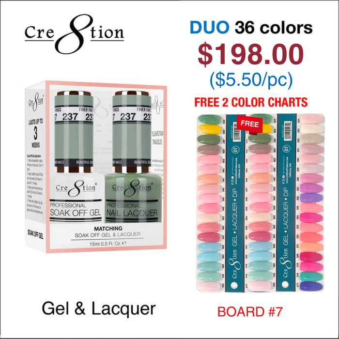 Cre8tion Matching Color - 36 colors Board 7 #217-#252 w/ 2 Color Chart