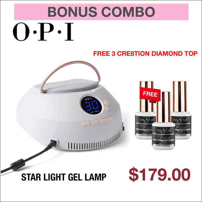 (Bonus Combo) OPI Star Light Gel Lamp - Buy 1 Get 3 Cre8tion Diamond Top 0.5oz Free