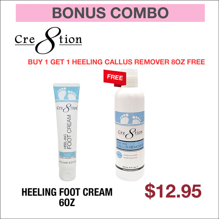 Cre8tion Healing Foot Cream 6oz - Compre 1 y obtenga 1 removedor de callos de talón 8oz gratis