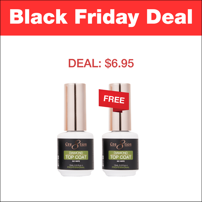 (Black Friday 2024 Deal) Cre8tion Diamond Soak Off Gel No wipe top coat 0.5oz - Buy 1 Get 1 Free