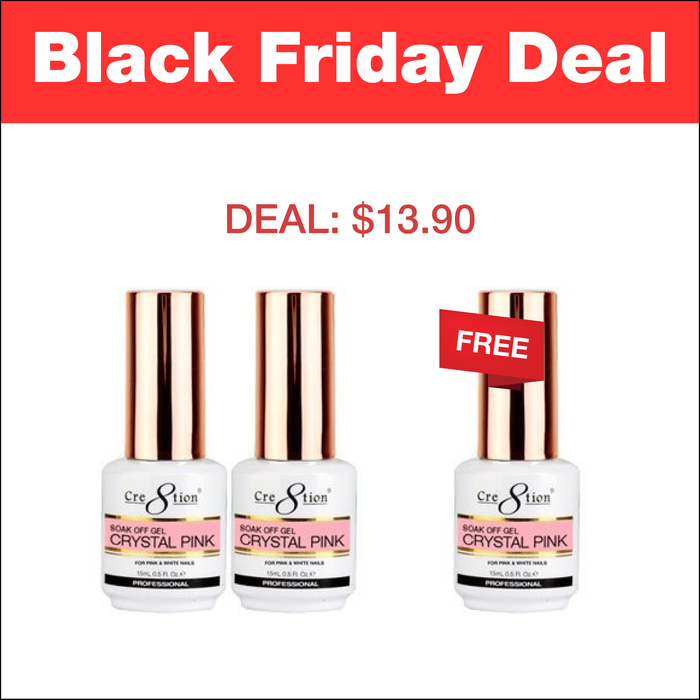 (Black Friday 2024 Deal) Cre8tion Soak Off Gel Crystal Pink 0.5oz - Buy 2 Get 1 Free