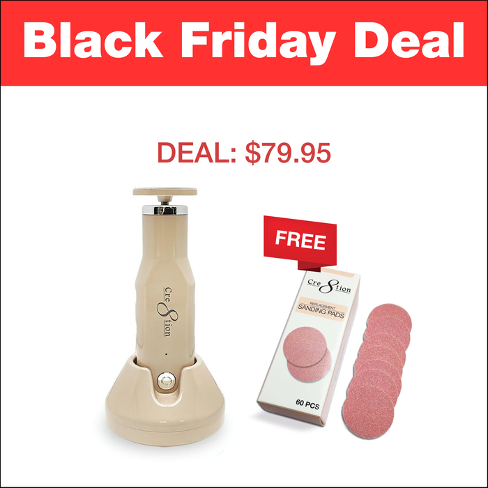 (Black Friday 2024 Deal) Cre8tion Cordless Callus Freedom - Rechargeable Callus Remover Beige - Buy 1 Get 1 Sand Paper Refill Free