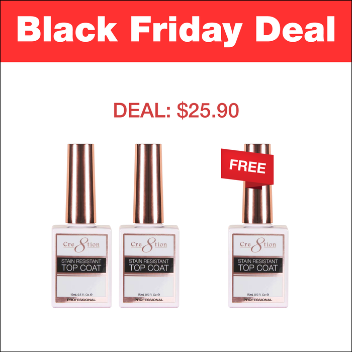 (Black Friday 2024 Deal) Cre8tion Stain Resistant Top Coat Gel 0.5oz - Buy 2 Get 1 Free