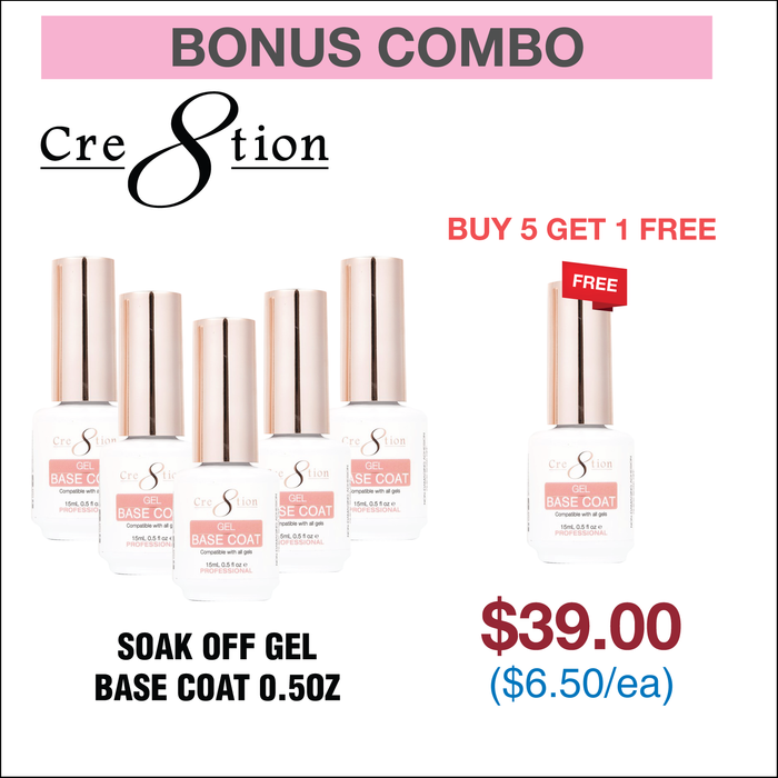 Cre8tion Soak Off Gel - Capa base 0.5oz