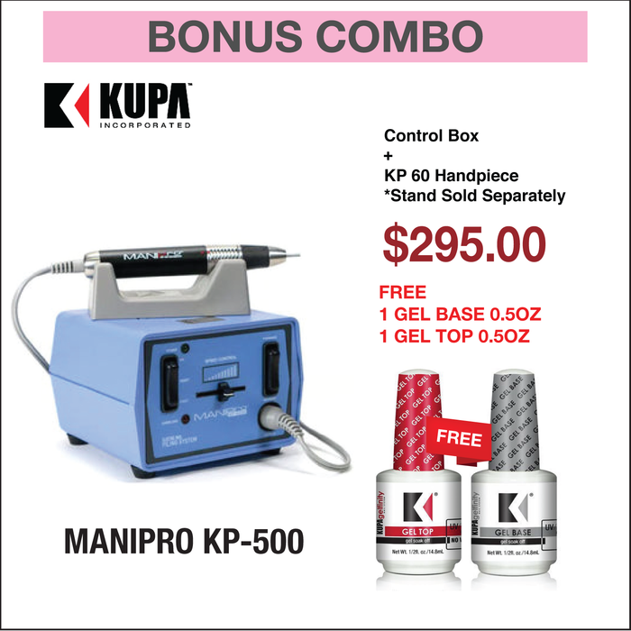 (Bonus Combo) Kupa ManiPro KP-5000+ KP-60 Handpiece - Free 1 Gel Base & 1 Gel Top 0.5oz