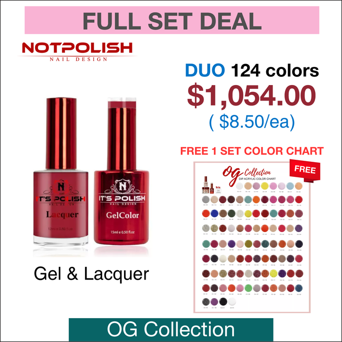 NotPolish Matching Pair 0.5oz - OG Collection - Full set 124 colors w/ 1 set Color Chart