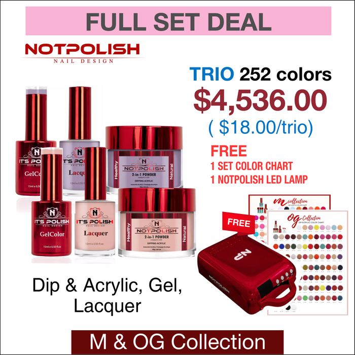 NotPolish Matching Trio - M&OG Collection - Full set 252 colors w/ 1 set Color Chart & 1 NotPolish Led Lamps