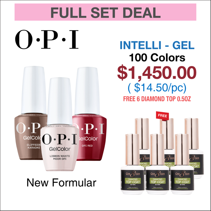 OPI Gel Colors Intelli-Gel 0.5oz - New Formula - Full set 100 Colors w/ 6pcs Cre8tion Top Diamond Free