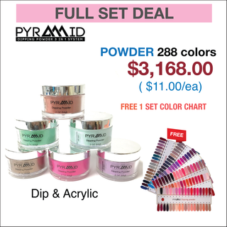 Pyramid Dip Powder Matching Color - Full set 288 colors - (301- 566), 12 colors Holo Collection, 10 colors Neon Collection w/ 1 set Color Chart