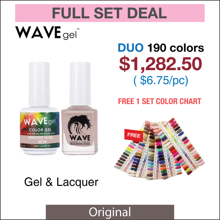 Wavegel Matching Duo 0.5oz - Full set 190 Colors (W050 - W240) w/ 1 set Color Chart