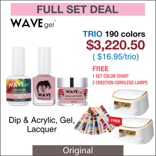 Wavegel Trio Matching Color - Full set 190 Colors (W050 - W240) w/ 1 set Color Chart & 2 Cre8tion White with Gold Rim Lamps