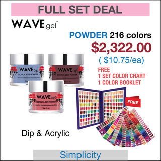 Wavegel Simplicity Matching Powder 2oz - Full set 216 Colors w/ 1 set Color Chart  & 1 Color Book