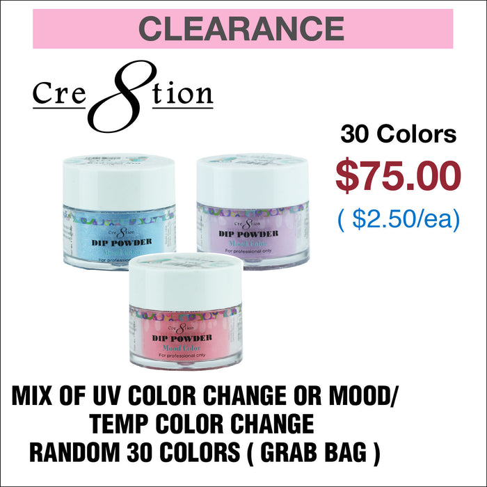 Cre8tion UV Changing Dip Powder 1 oz - 30 colores preseleccionados (bolsa de agarre)