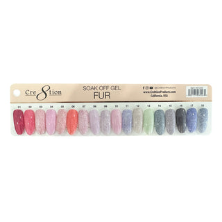 Cre8tion Fur Gel 0.5oz - Full Set 18 colors w/ 6 Top Diamond 0.5oz & 1 Color Chart