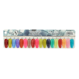 Cre8tion Jewel Collection Soak Off Gel 0.5oz - Juego completo de 12 colores con 3 diamantes superiores de 0.5oz y 1 juego de carta de colores