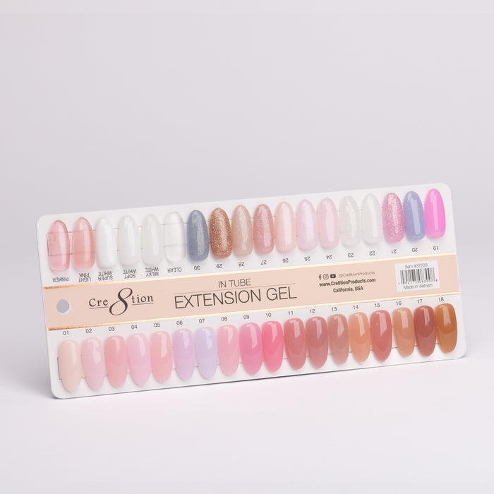 Cre8tion Color Chart - Extension Gel In Tube  36 Colors
