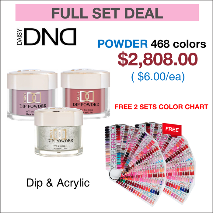 DND Matching Dip Powder 2oz - Full set 468 colors w/ 2 sets Color Chart (#1-13)