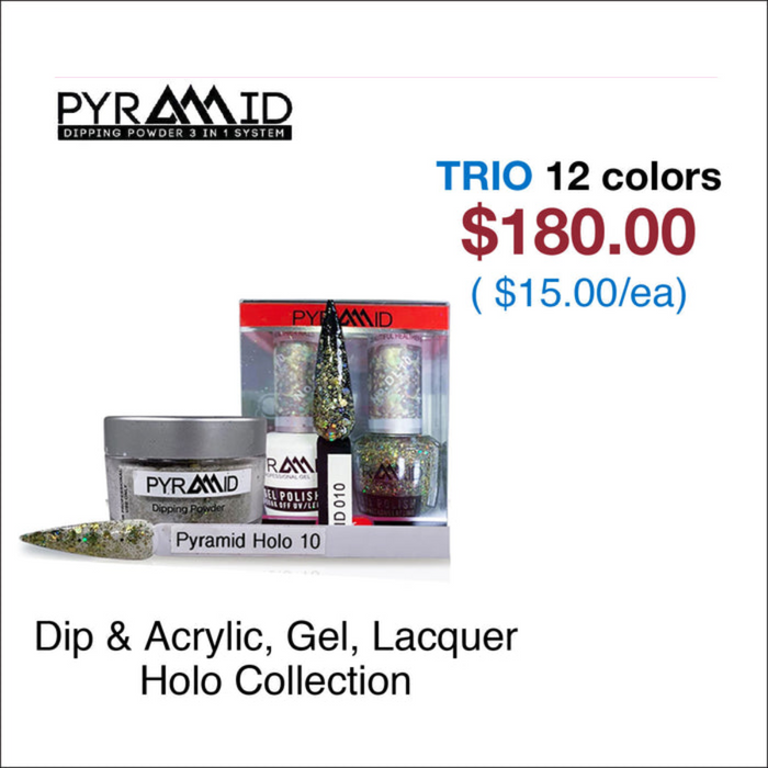 Pyramid Trio Matching Color - Holo Collection - 12 Colors