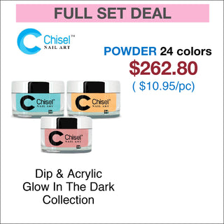 Chisel Glow in the Dark Dipping Powder 2oz - Full Set 24 Colors (#GL01 - #GL24)