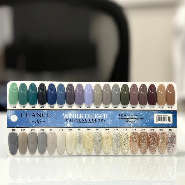 Chance Matching Color Gel &amp; Nail Lacquer 0.5oz - 36 colores #97 - #280 - Winter Delight Collection con 2 juegos de carta de colores