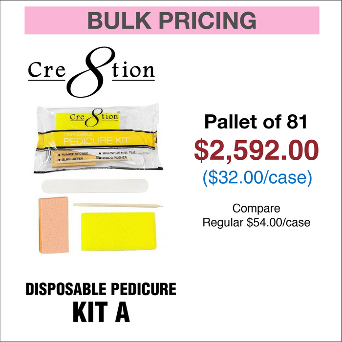 Cre8tion Disposable Kit A Pedicure - Pallet of 81 cases , Case of 200 kits