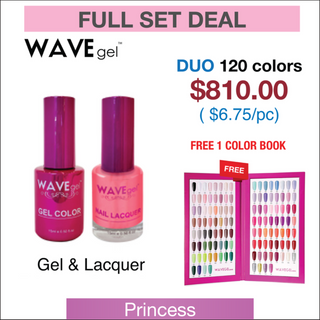 Wavegel Matching Duo 0.5oz - Princess Collection - Full set 120 Colors w/ 1 set Color Book