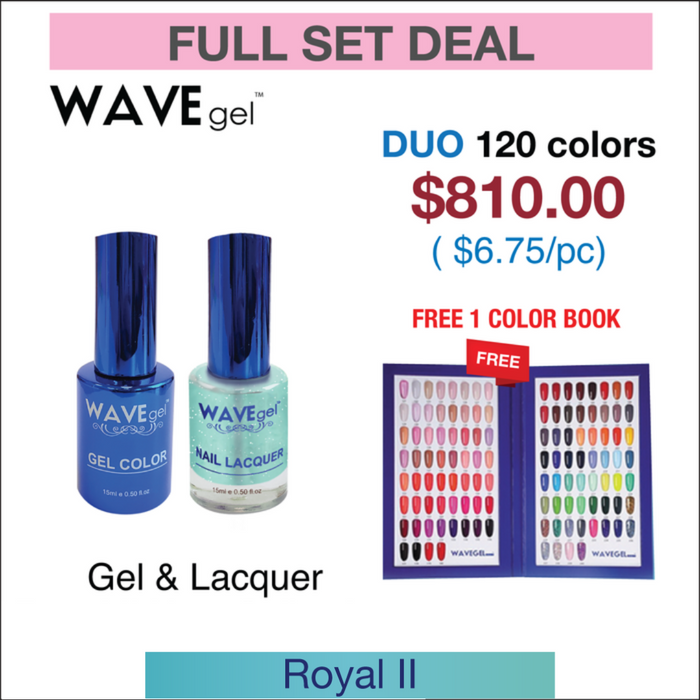 Wavegel Matching Duo 0.5oz - Royal II New Collection - Full set 120 New Colors (#121- #240) w/ 1 set Color Book