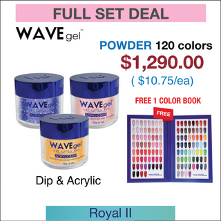 Wavegel Matching Powder 2oz - Royal II New Collection - Full set 120 New Colors (#121- #240) w/ 1 set Color Book