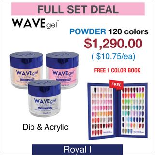 Wavegel Matching Powder 2oz - Royal I Collection - Full set 120 Colors ( #01 - #120) w/ 1 set Color Book