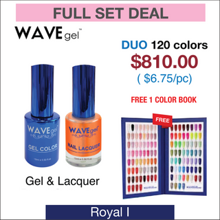 Wavegel Matching Duo 0.5oz - Royal I Collection - Full set 120 Colors ( #01 - #120) w/ 1 set Color Book