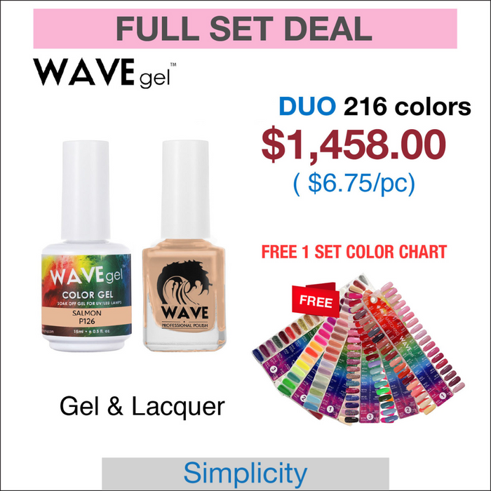 Wavegel Simplicity Matching Duo 0.5oz - Full set 216 Colors w/ 1 set Color Chart