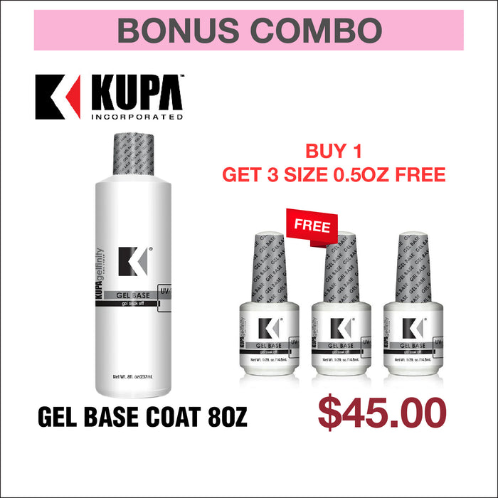 (Bonus Combo) Kupa Gel Base Coat 8oz - Buy 1 Get 3 Size 0.5oz Free