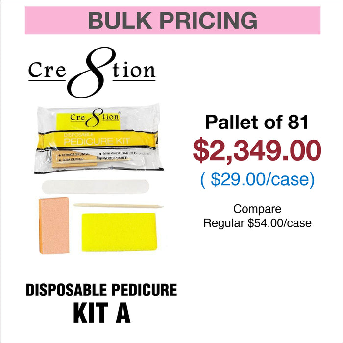 Cre8tion Disposable Kit A Pedicure - Pallet of 81 cases , Case of 200 kits