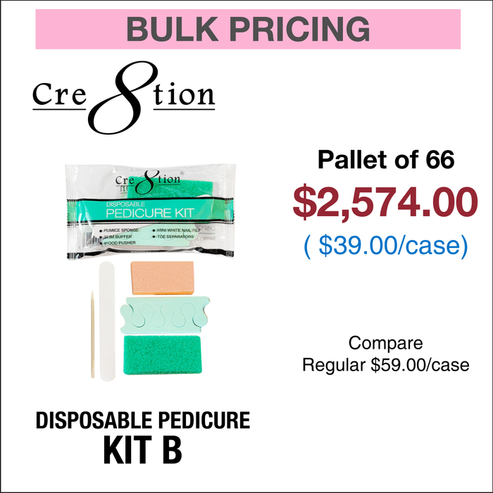 Cre8tion Disposable Kit B Pedicure - Pallet of 66, Case of 200 kits