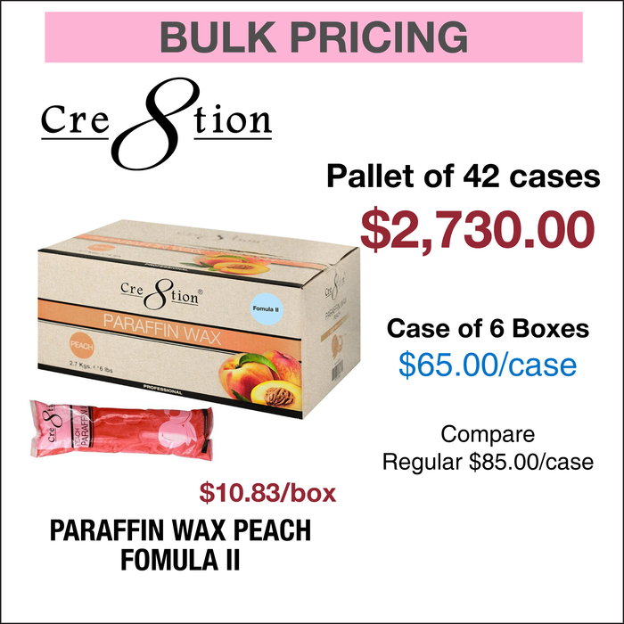 Cre8tion Paraffin Wax Peach - Fomula II - Pallet of 42 Cases , Case of 6 Bags