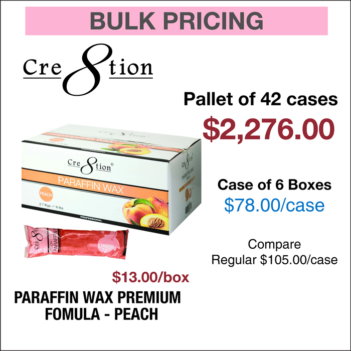 Cre8tion Paraffin Wax Peach Premium Fomular - Paleta de 42 cajas, caja de 6 cajas