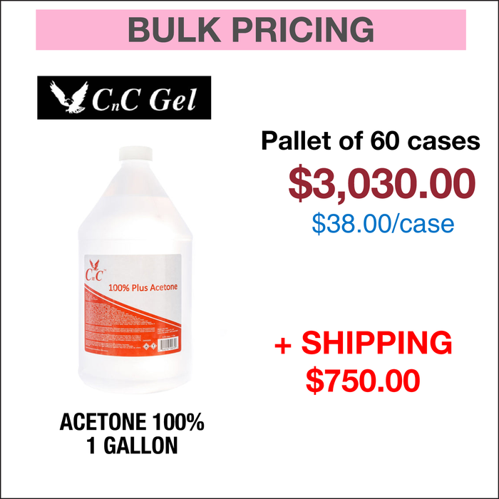 CnC Acetone 100% - 1 Gallon - Pallet of 60 Cases