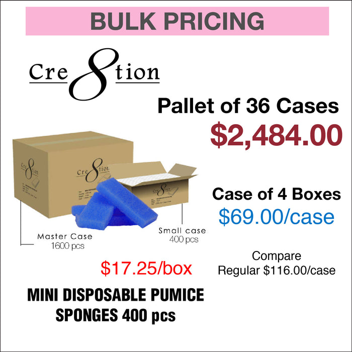 Cre8tion Mini Esponjas Pómez Desechables 400 uds - Palet de 36 cajas