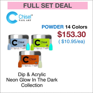 Chisel Glow in the Dark Dipping Powder 2oz - Full Set 24 Colors (#GL01 - #GL24)