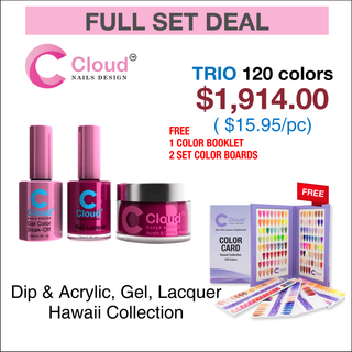 Cloud Nail Design - Hawaii Collection - Full set Matching Trio 120 colors w/ 1 color booklet & 2 set color boards