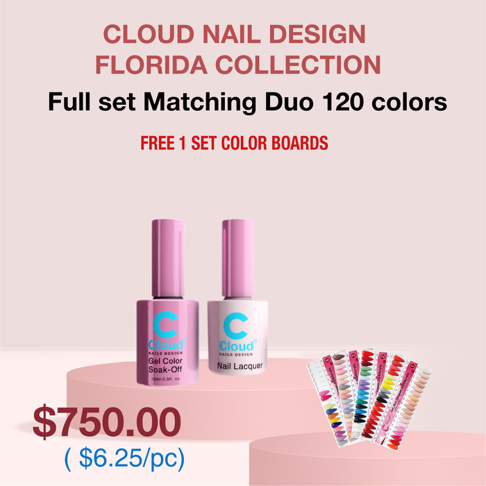 Cloud Nail Design - Florida Collection - Full set Matching Duo 0.5oz 120 colors w/ 1 set color board