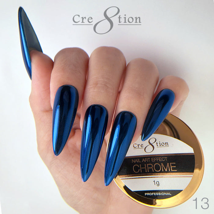 Chrome #13 Cre8tion Efecto de arte de uñas de cromo azul profundo 1g