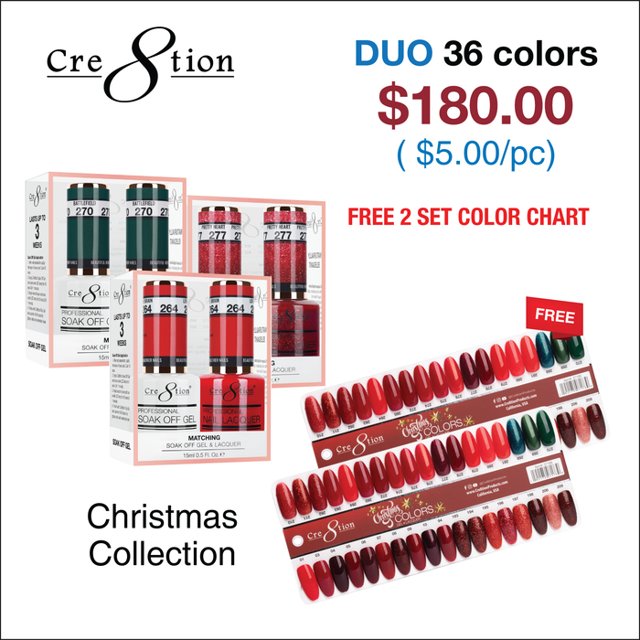 Cre8tion Matching Color - Christmas Collection - Full Set 36 colors w/ Color Chart