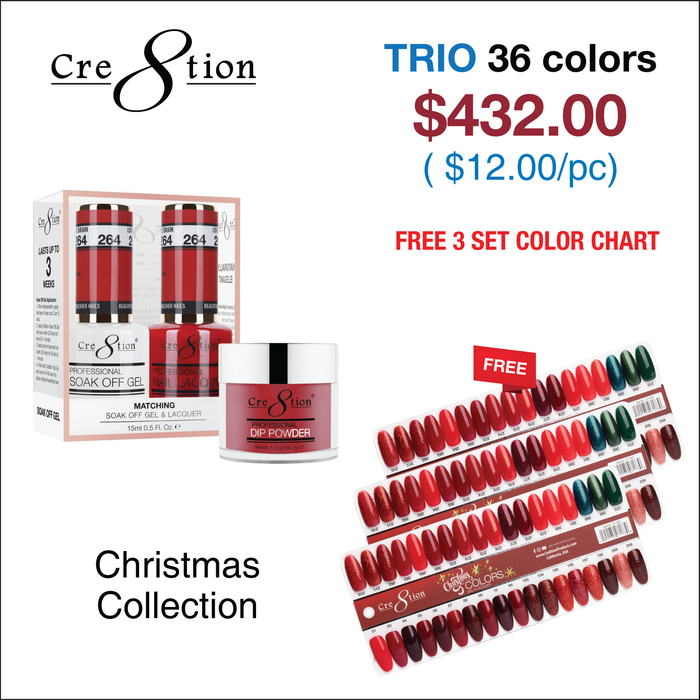 Cre8tion Matching Color - Christmas Collection - Full Set 36 colors w/ Color Chart