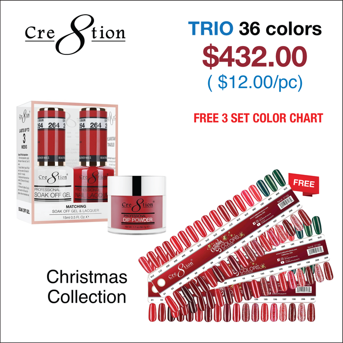 Cre8tion Matching Color - Christmas Collection - Juego completo de 36 colores con 1 tabla de colores